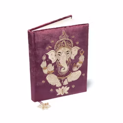 Skrivbok - Lila/vinröd med Ganesha