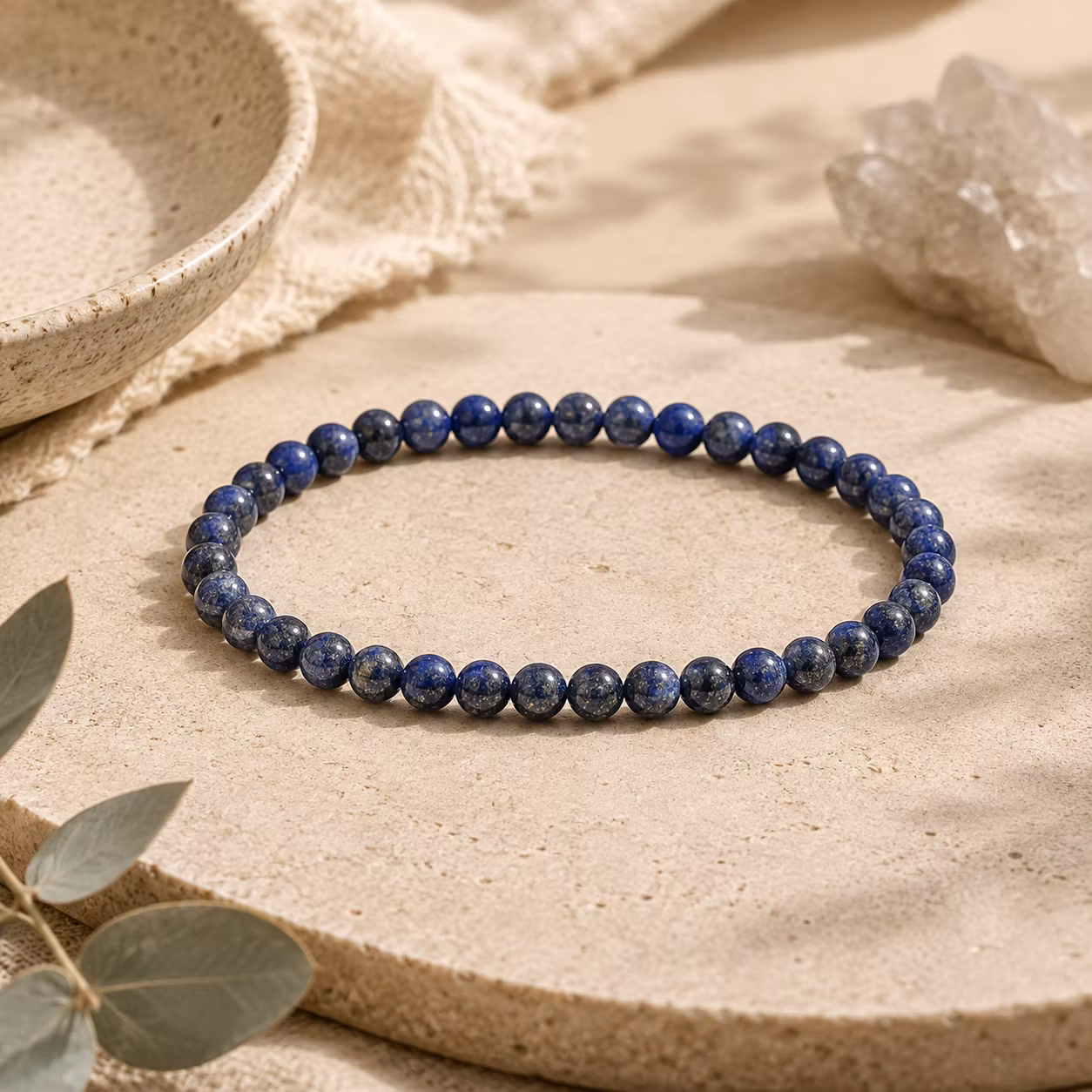 Lapis Lazuli, armband med små runda pärlor