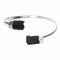 Armband Rå Svart Turmalin – Silverpläterad