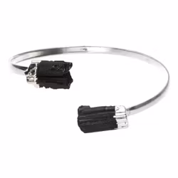 Armband Rå Svart Turmalin – Silverpläterad