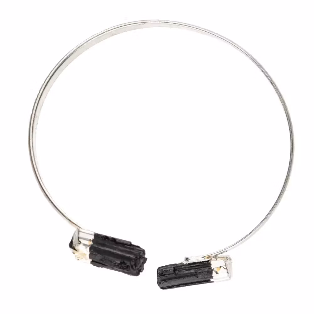 Armband Rå Svart Turmalin – Silverpläterad