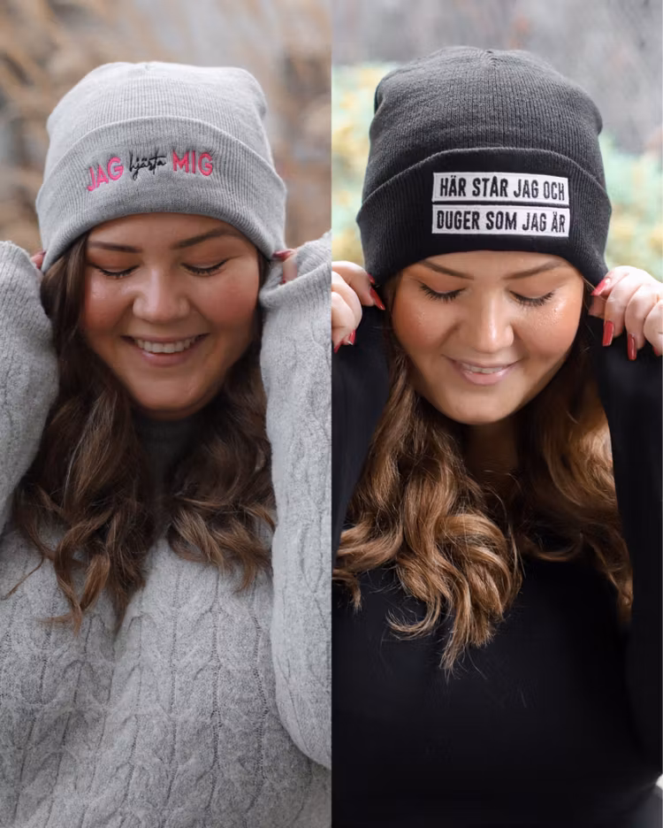Mössor "Här står jag" + "Jag hjärta mig"