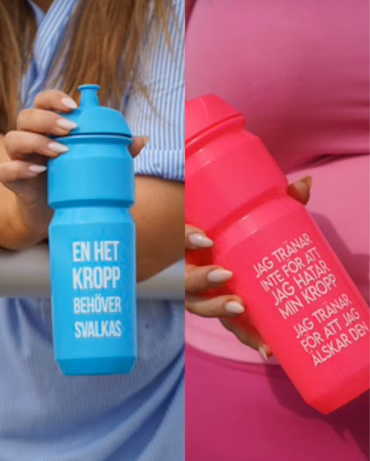 Paket: Blå + rosa vattenflaska