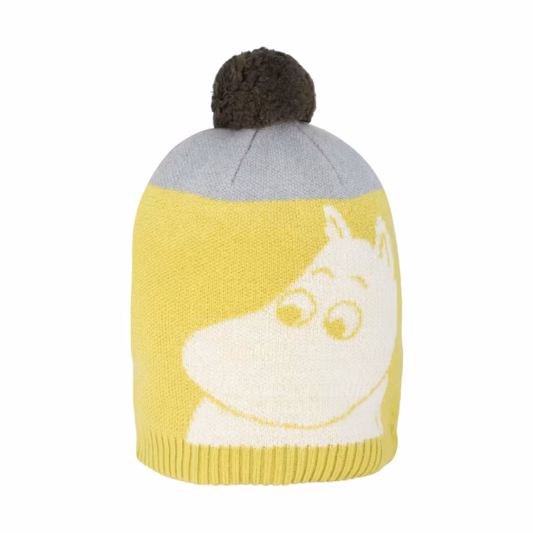 Mumin Barnmössa i värmande merionull Gul - Stl. 48/50