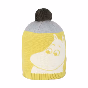Mumin Barnmössa i värmande merionull Gul - Stl. 48/50