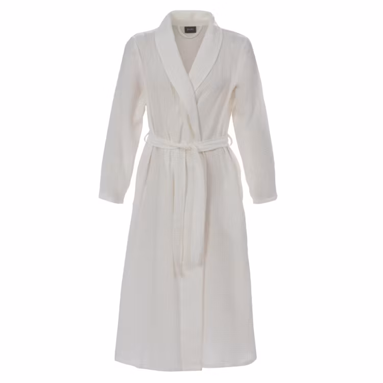 Morgonrock Dubbelcrèpe Off-white - Stl. S