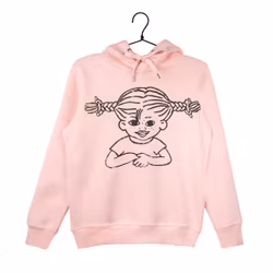 Pippi Långstrump Lilli huvtröja rosa - Stl. S