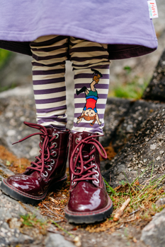 Pippi randiga leggings violett