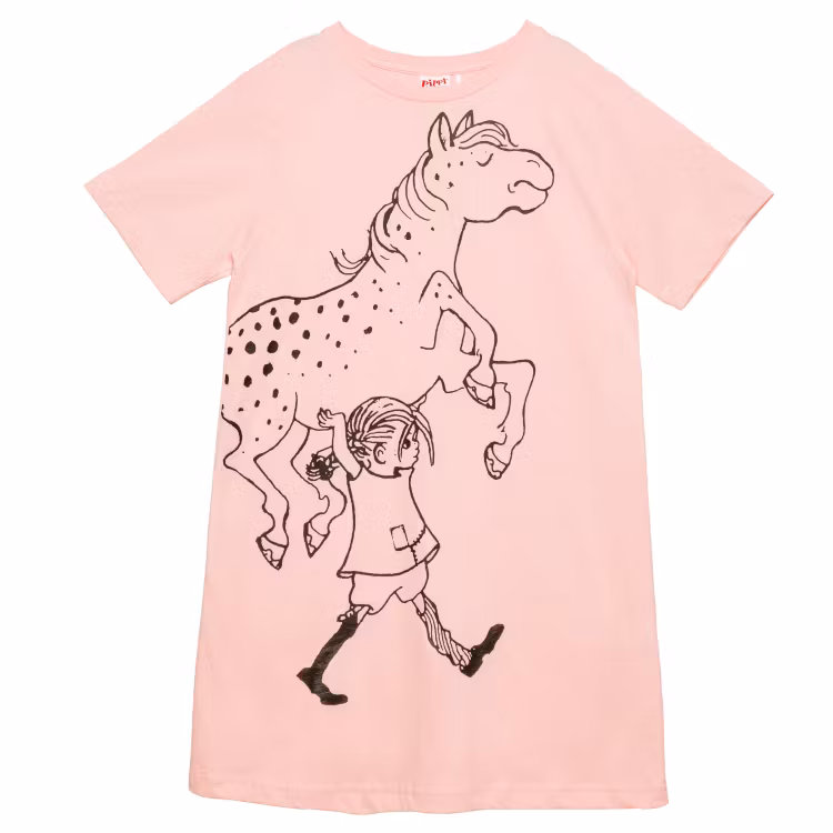 Pippi oversize t-shirt/nattlinne rosa