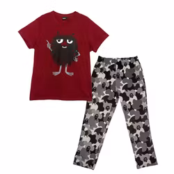 Mumin Gömd pyjamas kortärmad burgundy -Stl. S