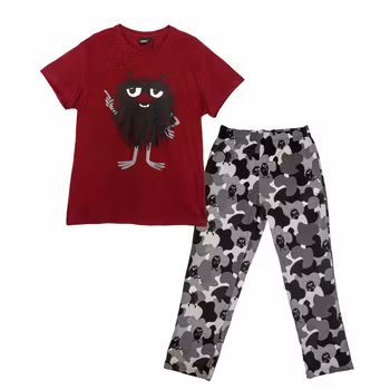 Mumin Gömd pyjamas kortärmad burgundy -Stl. S