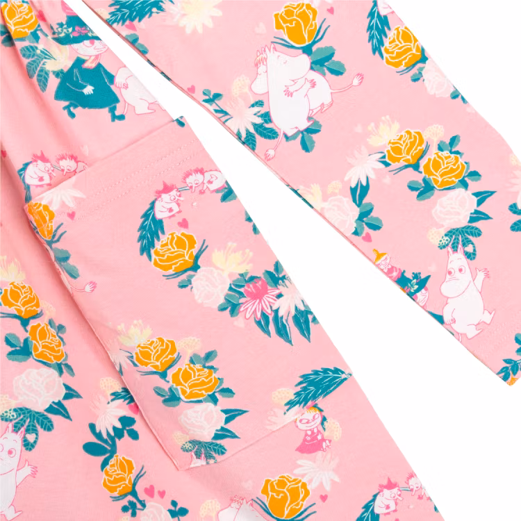 Mumin Hjärtevän klänning m. fickor rosa