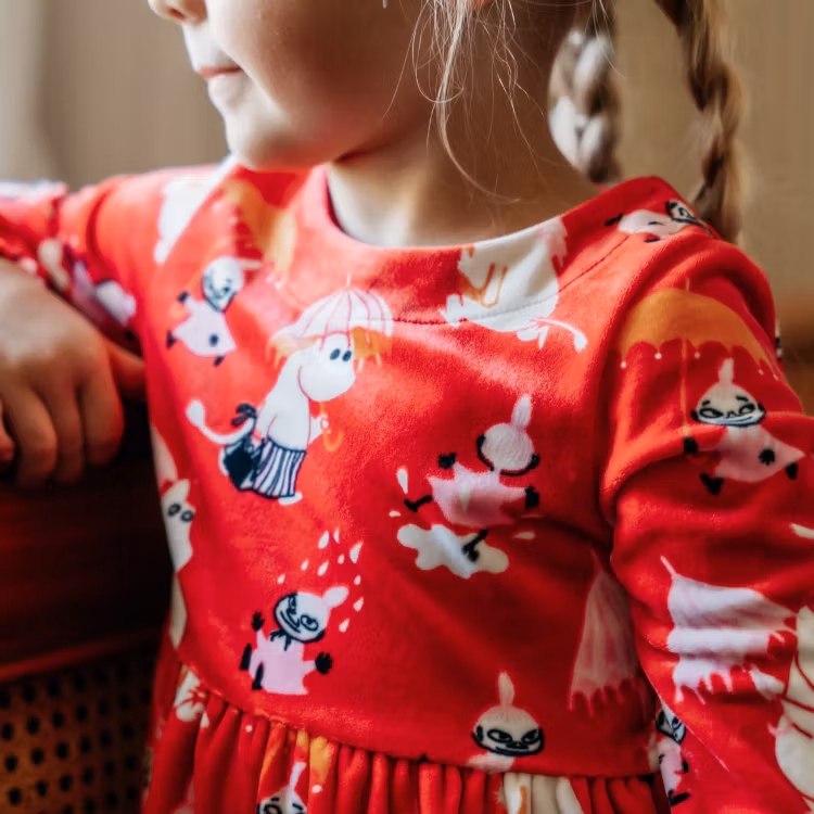 Mumin Regndag velourklänning Barn röd