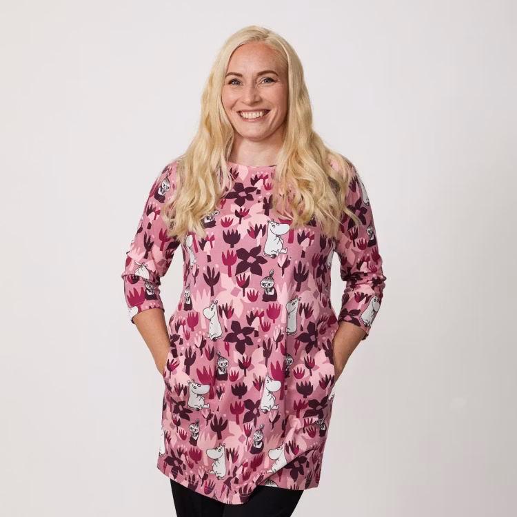 Mumin Hilda tunika Flor mörkrosa