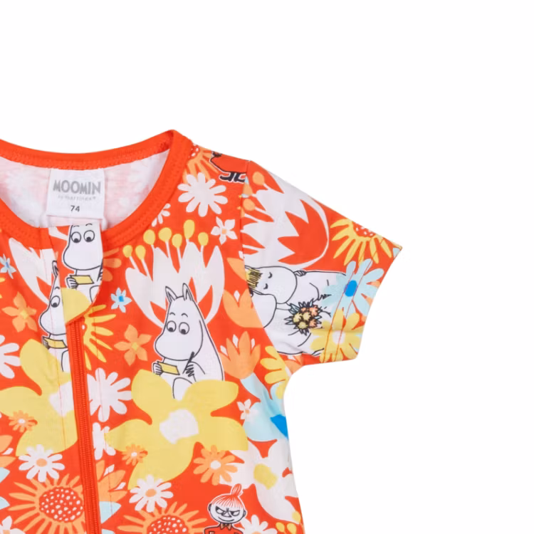 Mumin Somrigt playsuit/pyjamas kortärmad röd