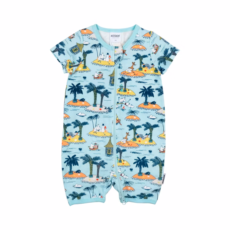Mumin Semester playsuit/pyjamas kortärmad ljusblå