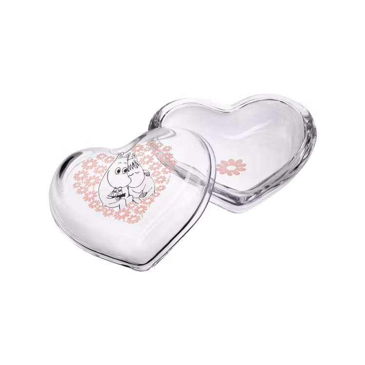 MUURLA - Mumin glasburk med lock 11,5 cm tillsammans rosa