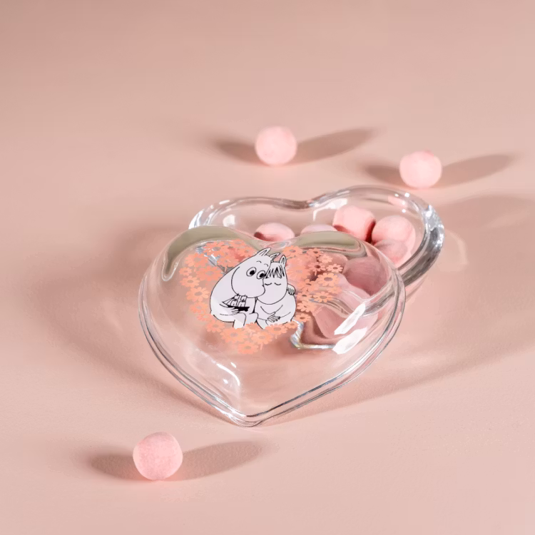 MUURLA - Mumin glasburk med lock 11,5 cm tillsammans rosa