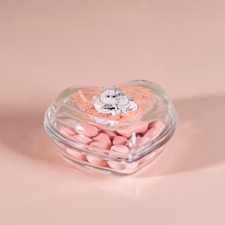 MUURLA - Mumin glasburk med lock 11,5 cm tillsammans rosa