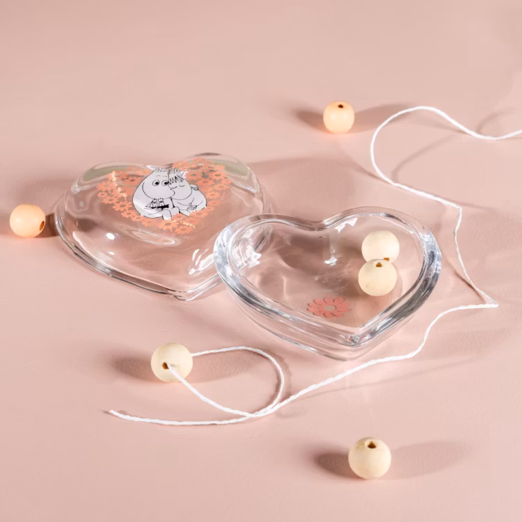 MUURLA - Mumin glasburk med lock 11,5 cm tillsammans rosa