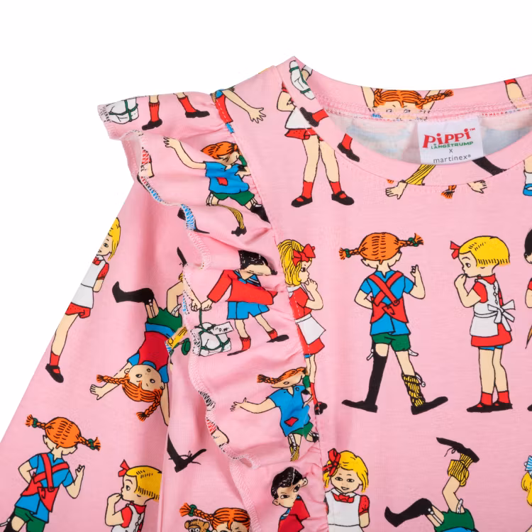 Pippi vänner klänning rosa