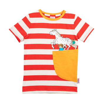Pippi rand t-shirt röd - Stl. 98cl