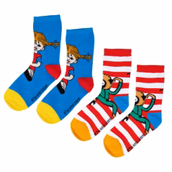 Pippi strumpor 2st blå/röd