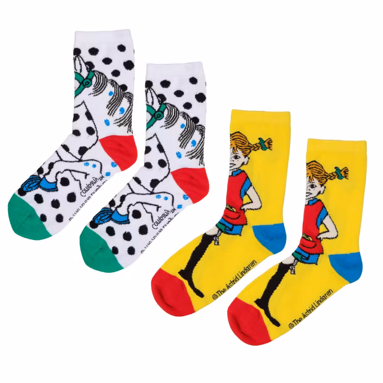 Pippi strumpor 2st gul/naturvit