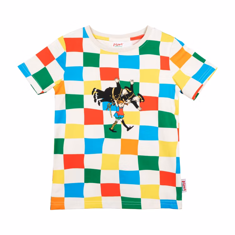 Pippi ruta t-shirt kitt - Stl. 98cl