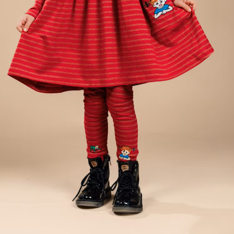 Pippi Kompisar leggings röd/guld