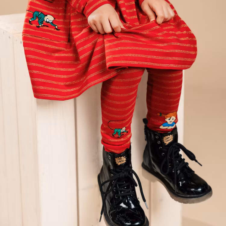 Pippi Kompisar leggings röd/guld