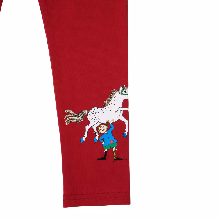 Pippi Superstark leggings mörkröd