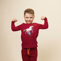 Pippi Superstark tröja mörkröd