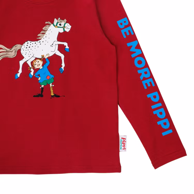 Pippi Superstark tröja mörkröd