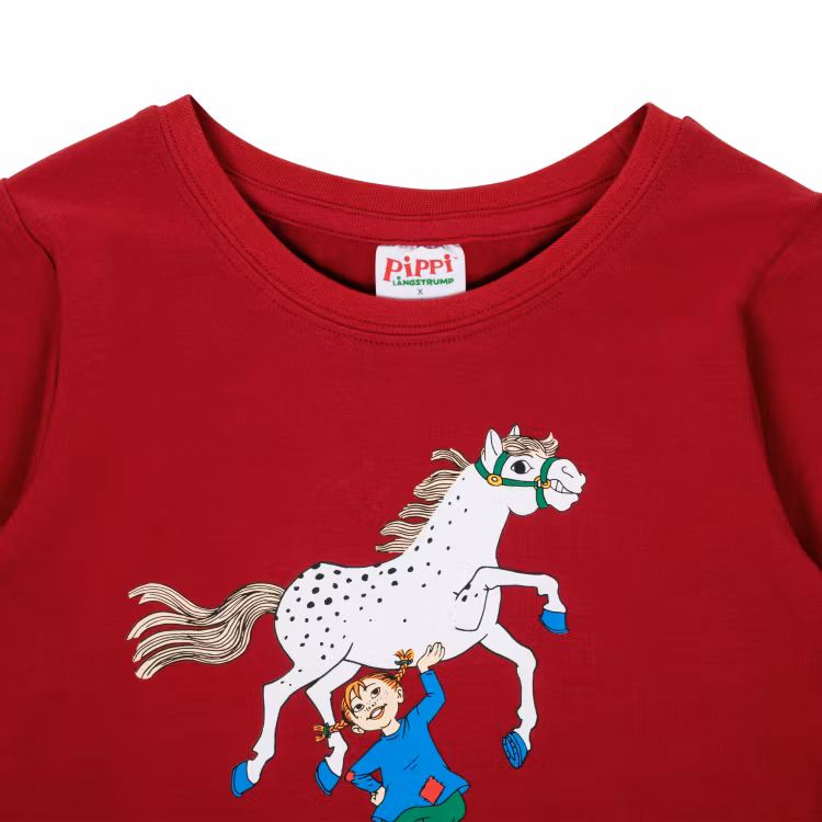 Pippi Superstark tröja mörkröd