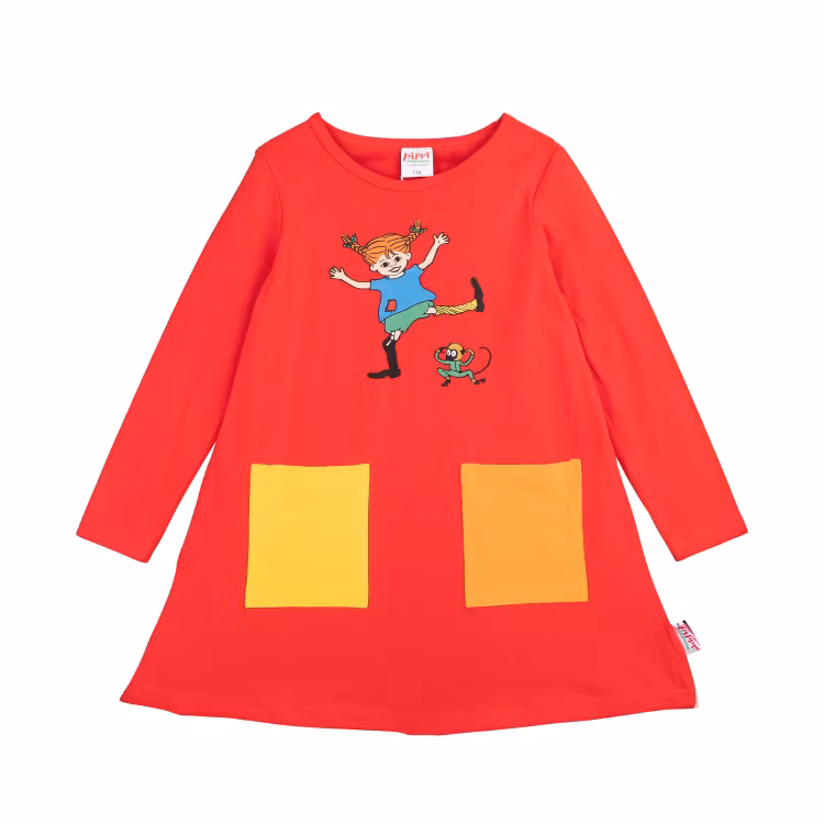 Pippi Glada Pippi klänning röd
