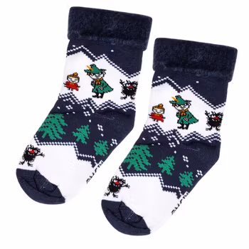 Mumin Bergstrakt fluffiga sockor för barn mörkblå