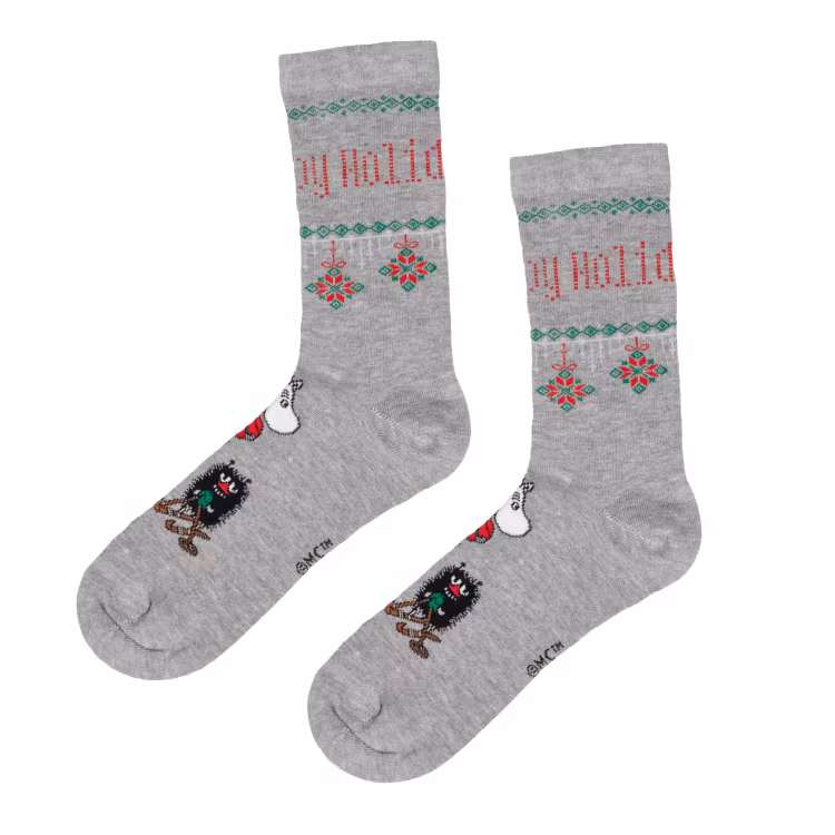 Mumin Happy Holidays strumpor grå