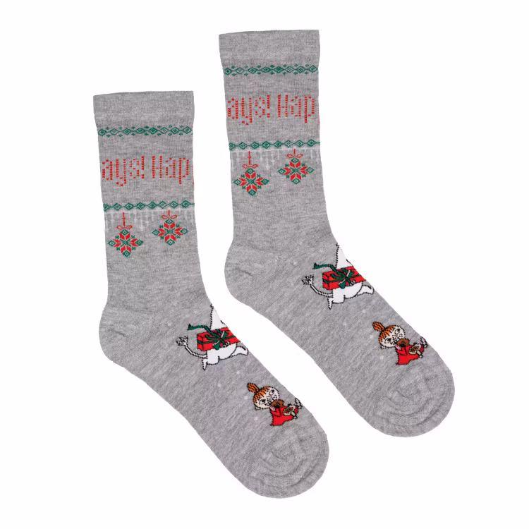 Mumin Happy Holidays strumpor grå