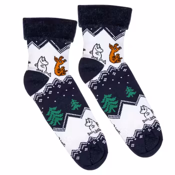 Mumin Bergstrakt fluffiga sockor mörkblå