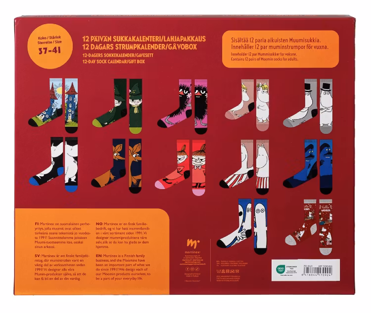 Mumin strumpjulkalender 12 luckor - Stl. 37/41