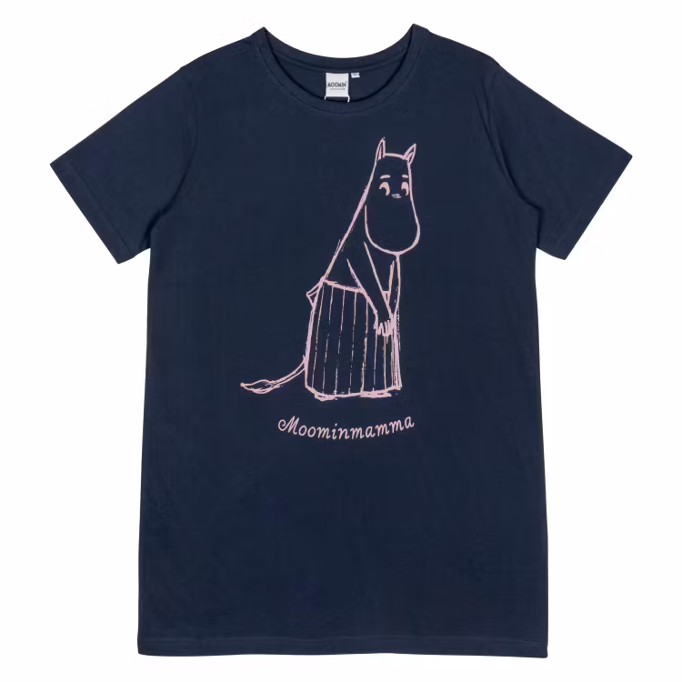 Mumin Iina nattlinne Moominmamma dam mörkblå