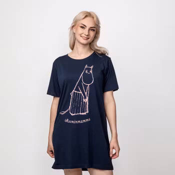 Mumin Iina nattlinne Moominmamma dam mörkblå