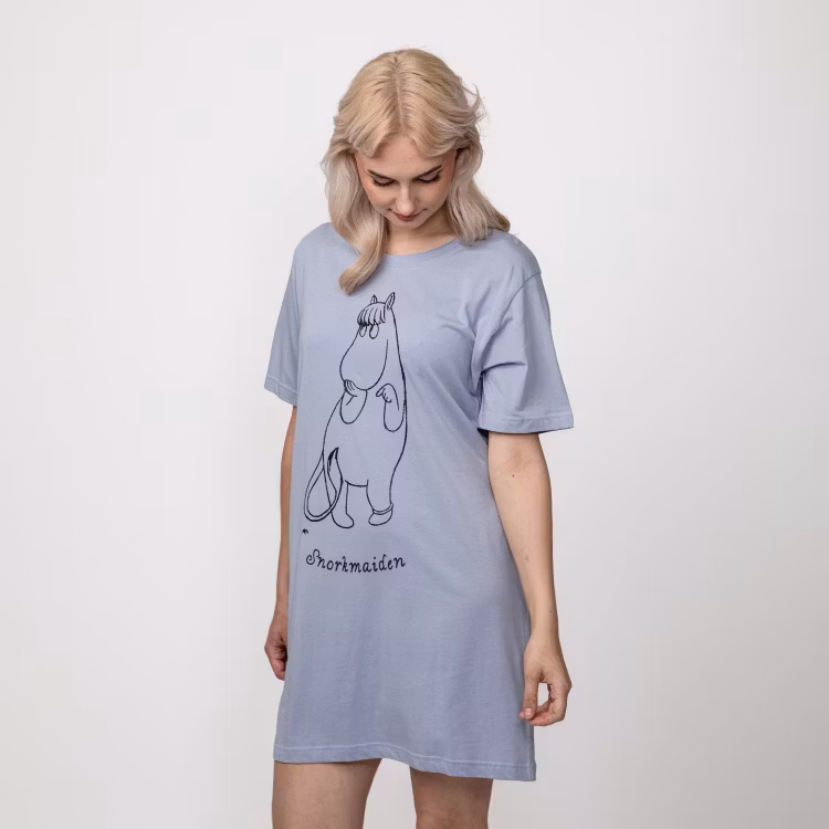 Mumin Iina nattlinne Snorkmaiden dam blå
