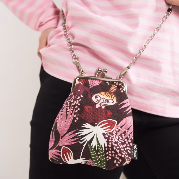 Mumin Vinssi axelremsväska Knopp mörkröd