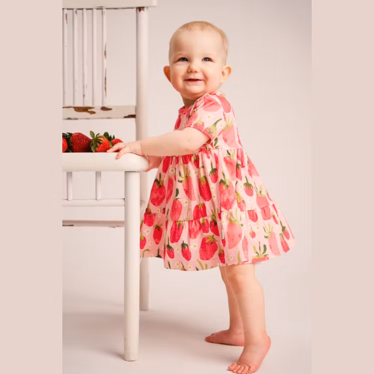 MA-IA Family Jordgubbs klänning baby rosa