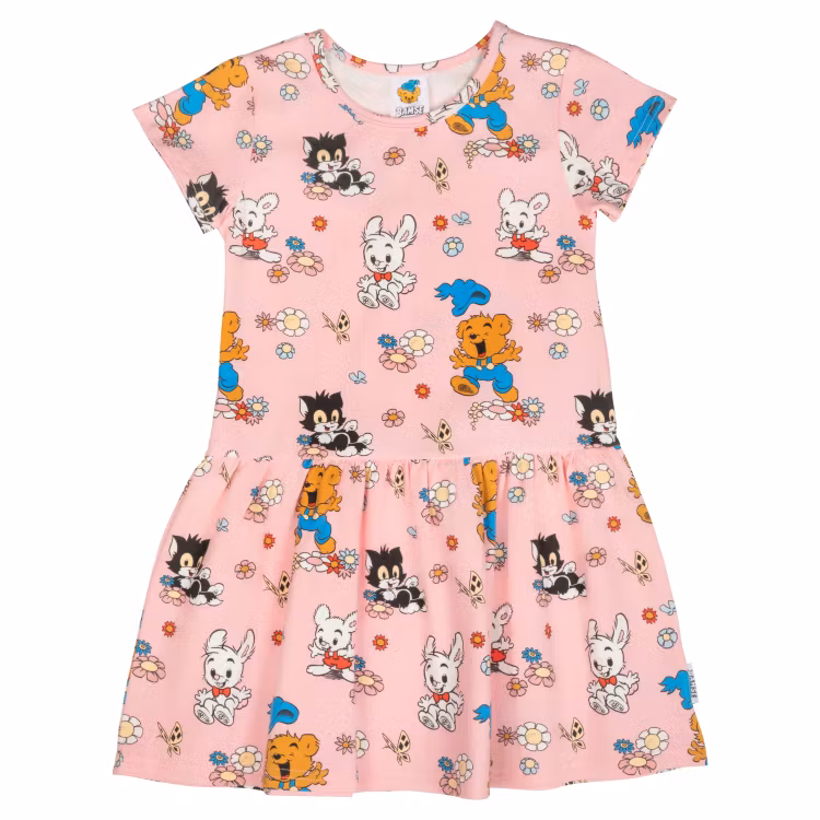 Bamse och blommor klänning ss rosa