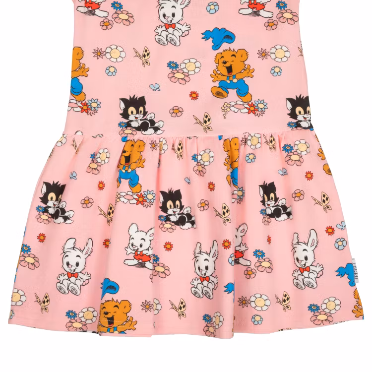 Bamse och blommor klänning ss rosa