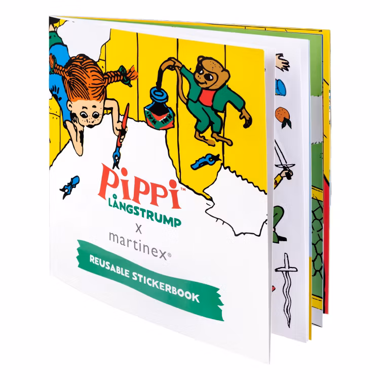 Pippi Långstrump återanvändbara stickerbok