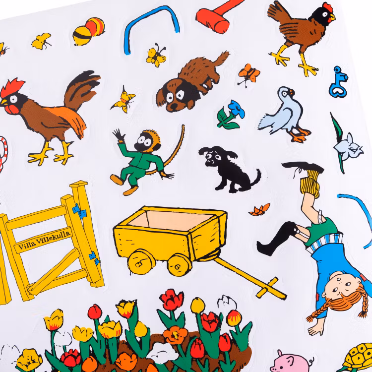 Pippi Långstrump återanvändbara stickerbok